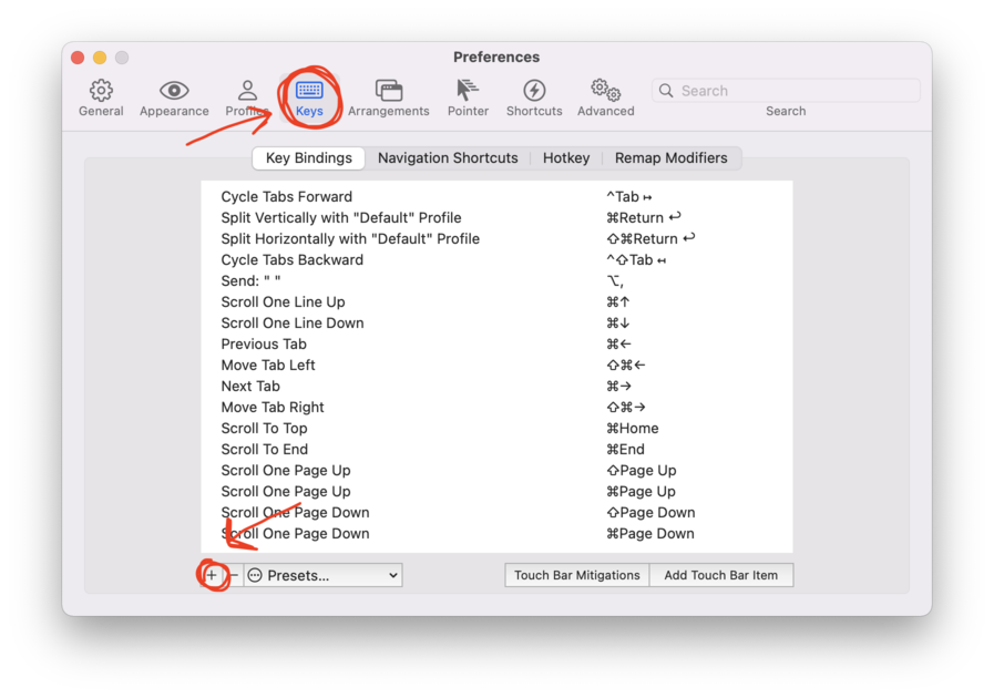 iterm settings where