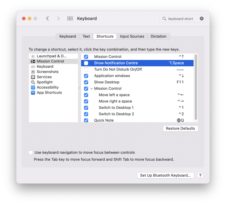 mac shortcut changed